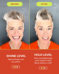 The Barb Shop Barb Soft Clay Pomade applied to thin hair enhances texture and volume.