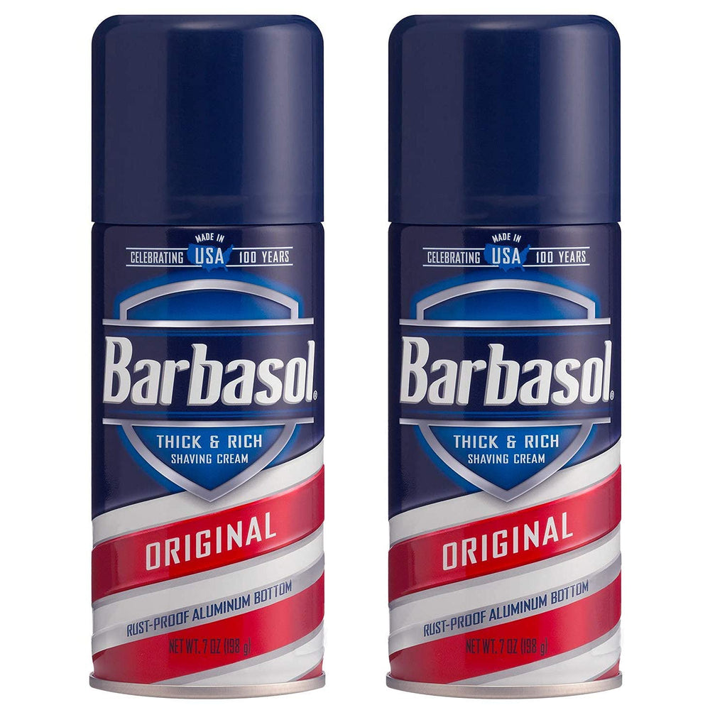Barbasol Original Shave Cream two-pack can front view for a smooth, close shave experience.