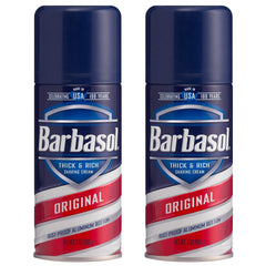 Barbasol Original Shave Cream two-pack can front view for a smooth, close shave experience.