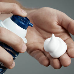 Barbasol Original Shave Cream foamy lather closeup demonstrating skin protection during shave.