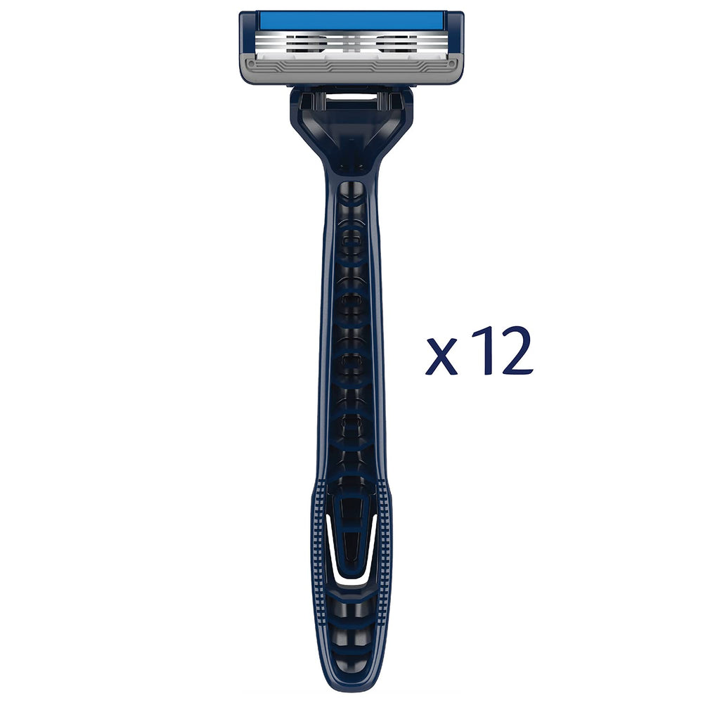 Barbasol Ultra 3 razor lubricating strip with aloe, vitamin E and argan oil for softer skin.