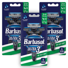 Barbasol Ultra 3 razor open-flow blades enable easy cleaning and longer blade life.