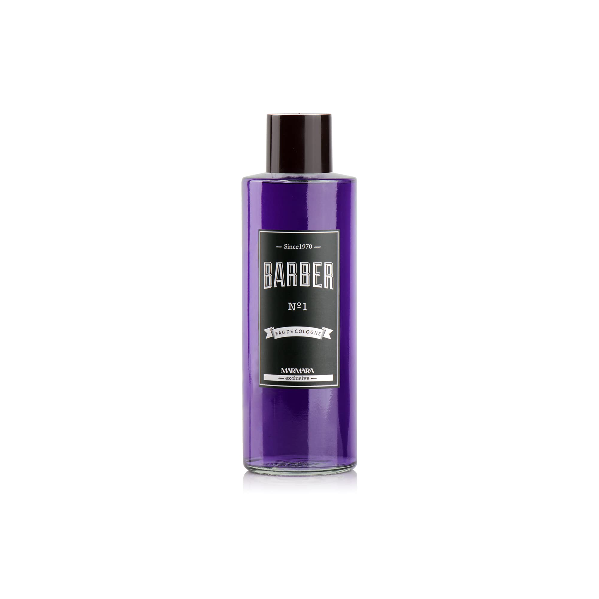 Barber Marmara Cologne 500ml purple bottle on display for premium grooming
