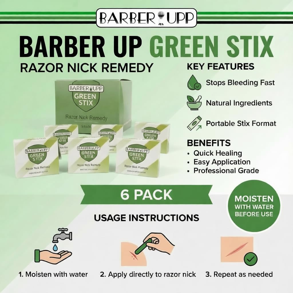 BARBERUPP-green-stix-pack compact travel-ready grooming essential.