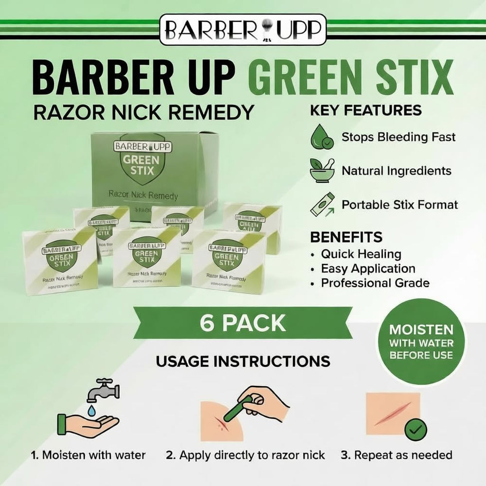 BARBERUPP-green-stix-pack compact travel-ready grooming essential.
