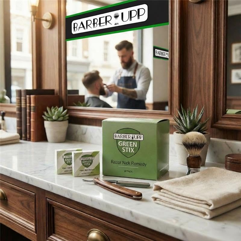 BARBERUPP-sticks in barbershop setting highlight professional-use compatibility.