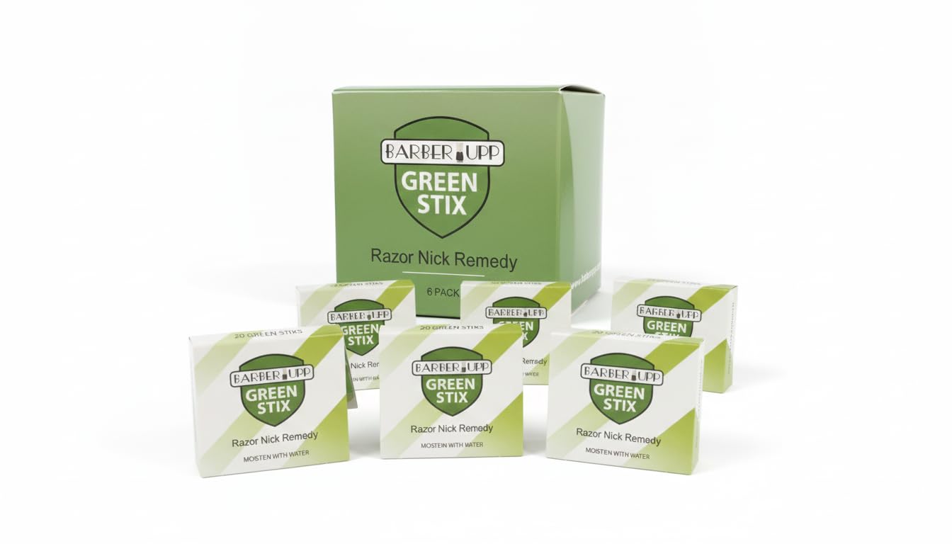 Stix Razor BARBERUPP Styptic Sticks for Razor Nicks - 6 Pack (120 Green Stix) Fra ...
