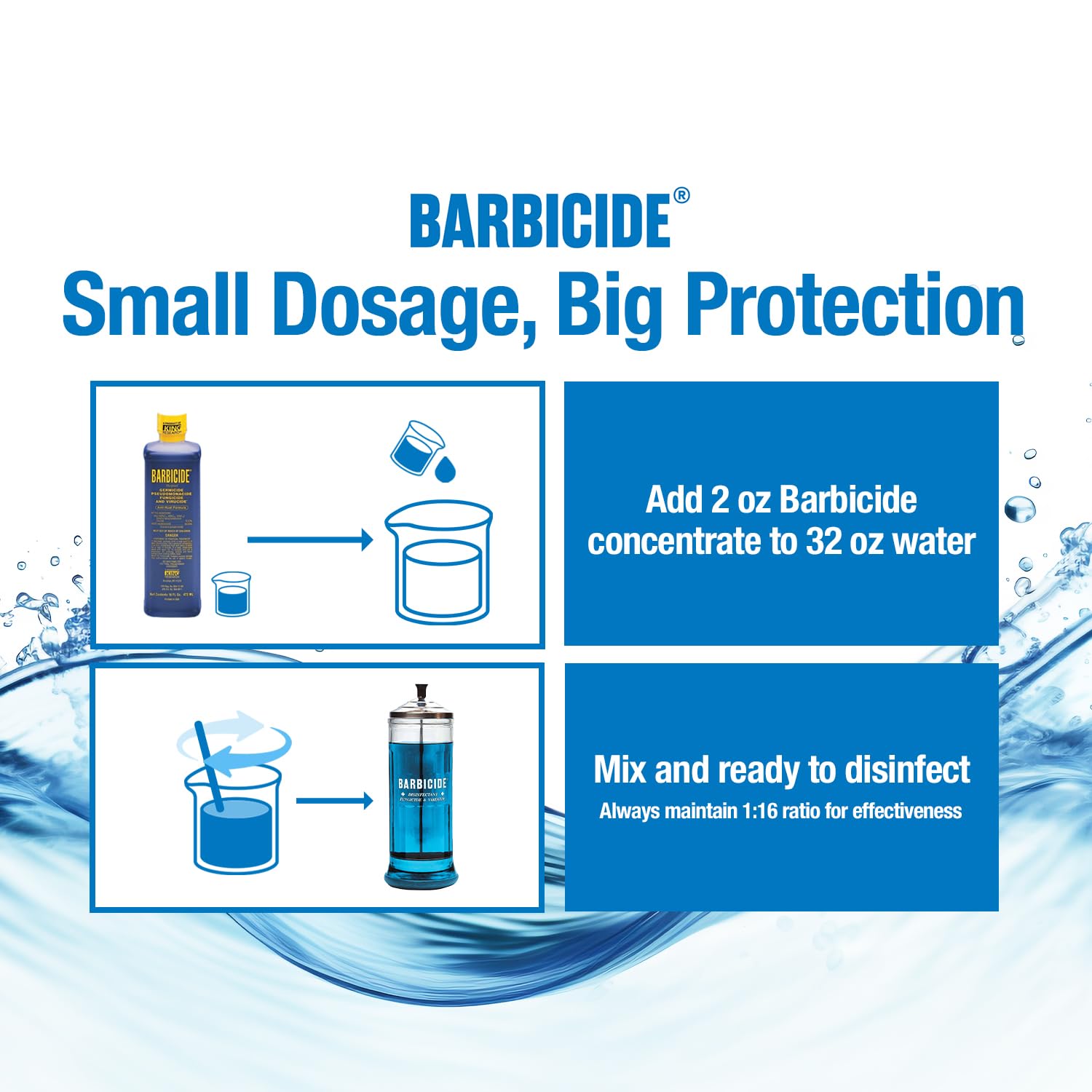 BARBICIDE disinfecting jar large capacity fits full-size tools like combs and clippers