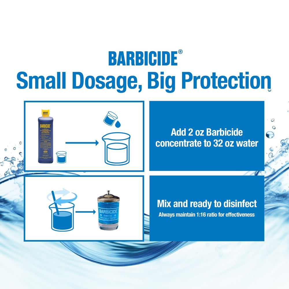 Barbicide disinfecting jar small tools-setup fits combs, tweezers, and manicure implements.