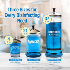 BARBICIDE disinfecting jar stainless-cap close-up showing durable lid for daily salon use