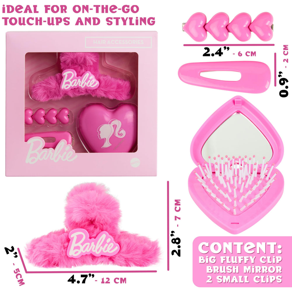Barbie folding-brush travel-size for on-the-go touch-ups.