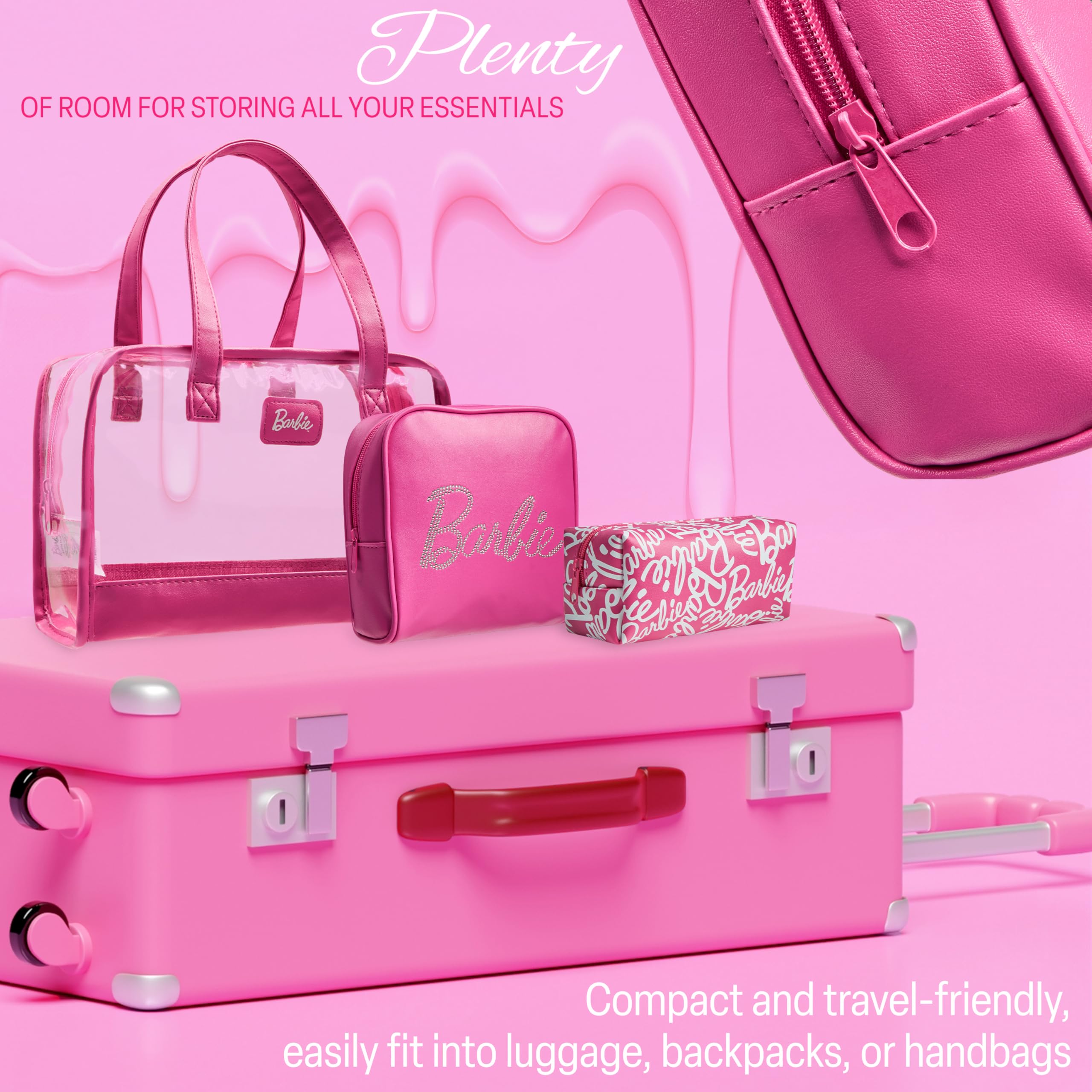 Barbie Toiletry Bags Set 3 gift-packaged presentation highlights ideal holiday gift for fans