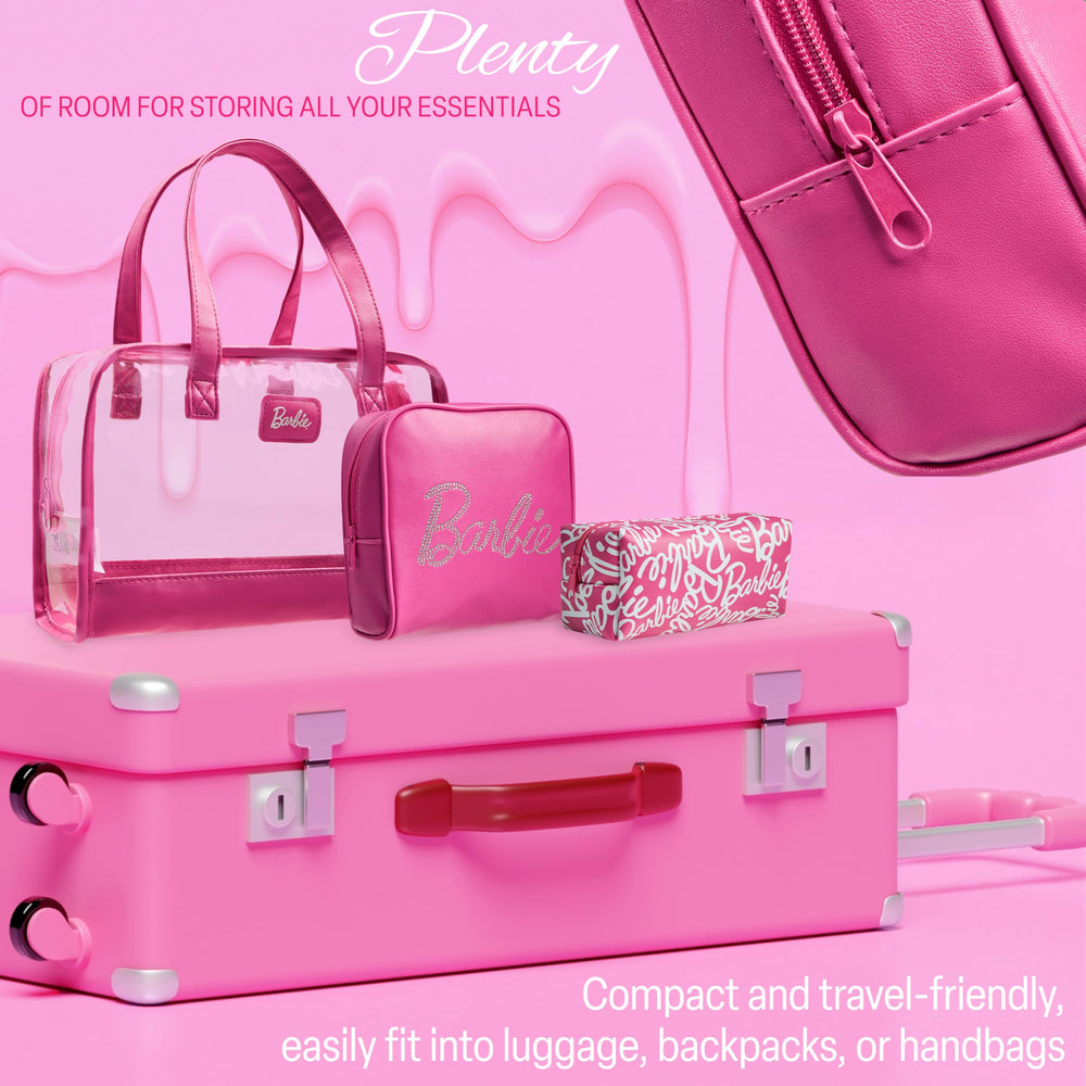 Barbie Toiletry Bags Set 3 gift-packaged presentation highlights ideal holiday gift for fans