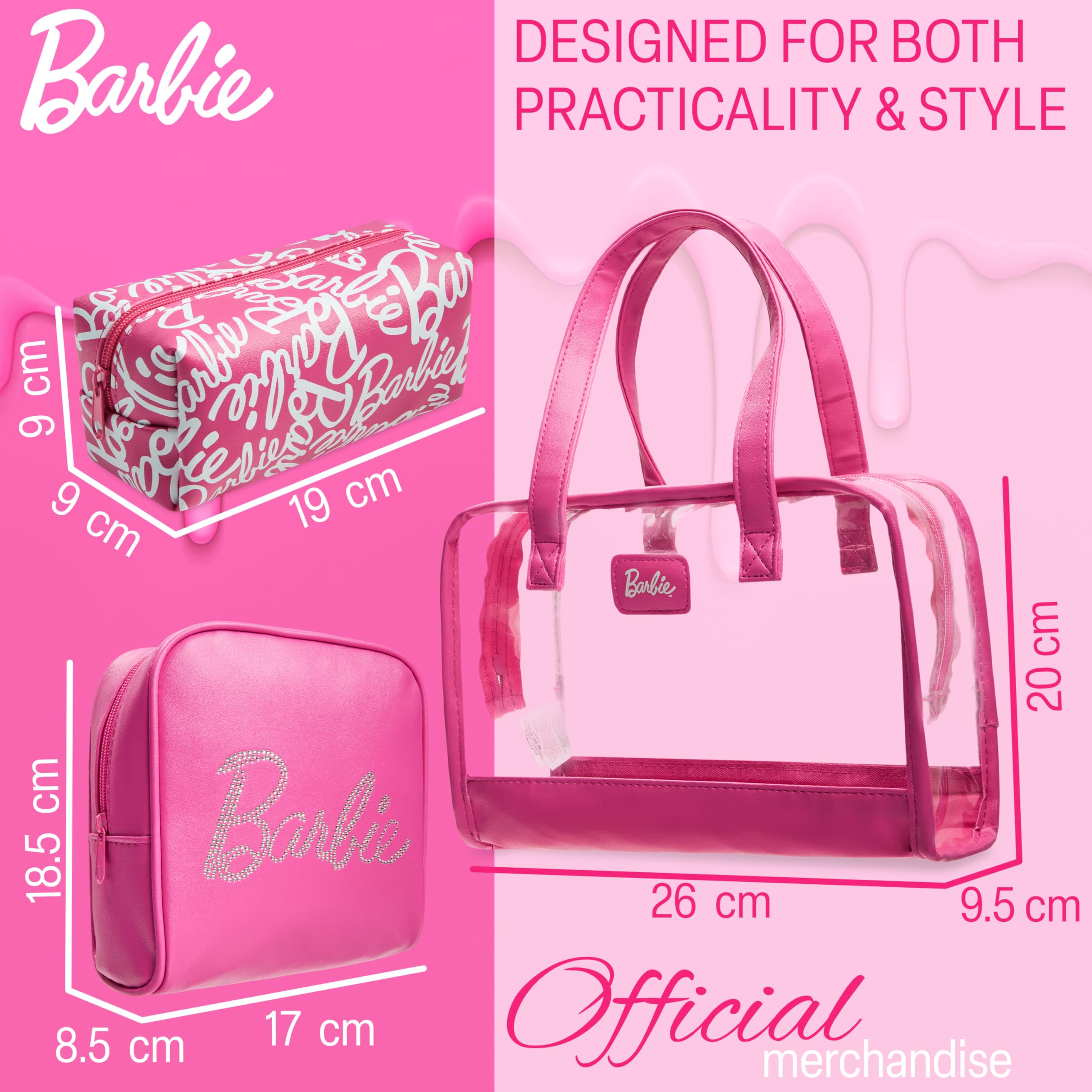 Barbie Toiletry Bags Set 3 medium makeup bag keeps cosmetics organized on the go