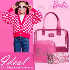 Barbie Toiletry Bags Set 3 travel scene demonstrates compact, travel-ready organization