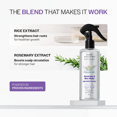 Bare Anatomy application spritzed at hair roots demonstrating scalp nourishment and manageability