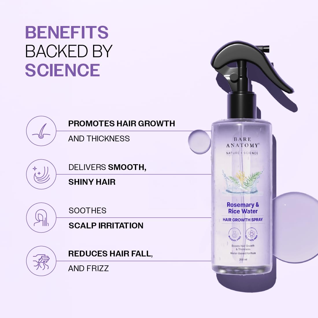 Bare Anatomy texture shown as a clear drop on hand conveying lightweight, fast-absorbing feel