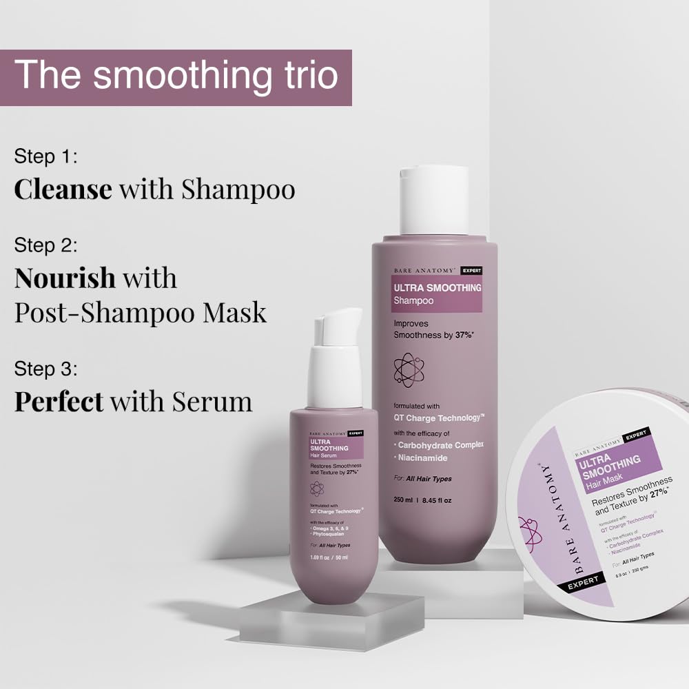 Bare Anatomy Ultra Smoothing Hair Mask ideal for dry frizzy hair during styling and air drying