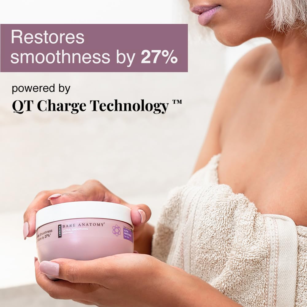 Bare Anatomy Ultra Smoothing Hair Mask jar closeup illustrating rich conditioning texture