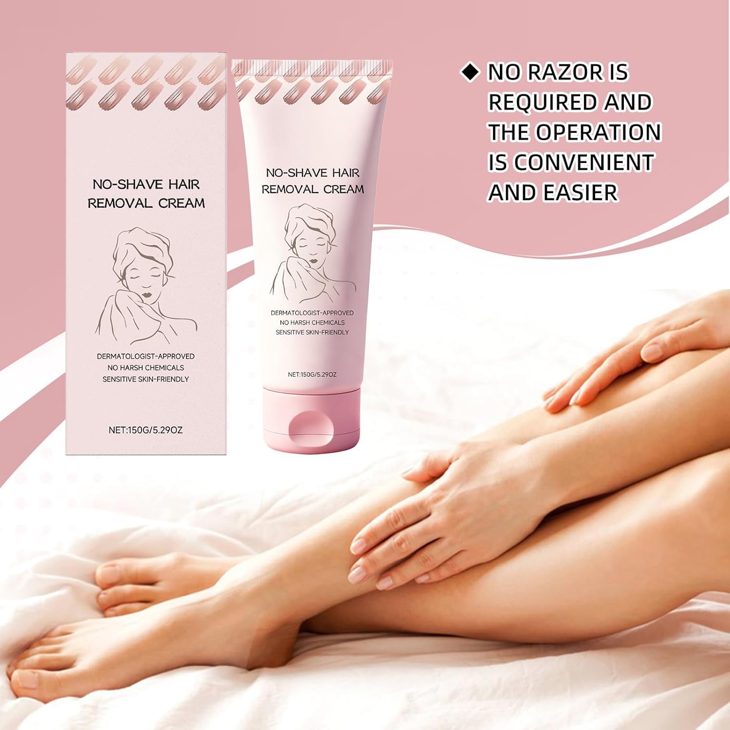 Bare Basic No Shave Cream result skin shows soft, smooth surface