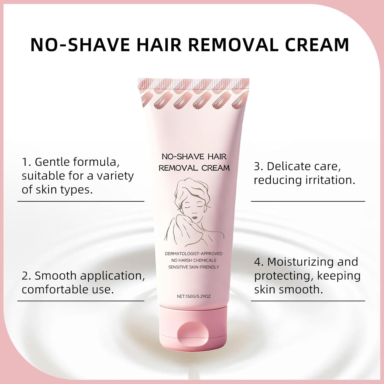 Bare Basic No Shave Cream applied to skin shows even coverage