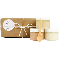Bare Botanics 3pc body scrub set packaging ready-to-gift presentation for pampering