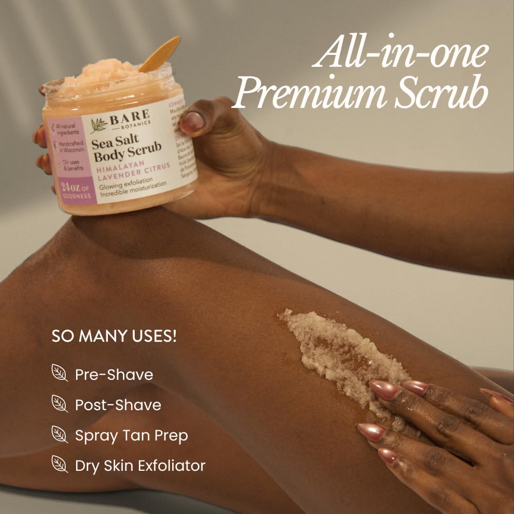 Bare Botanics Himalayan salt crystals provide textured exfoliation.