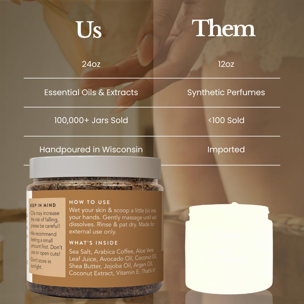 Bare Botanics Coconut Coffee Scrub in a shower setting for a refreshing routine