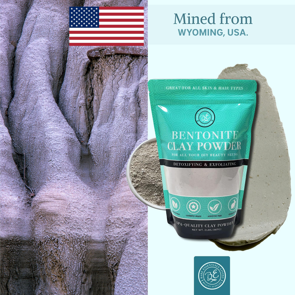 Bare Essentials Living Bentonite Clay Powder made in USA for versatile uses.