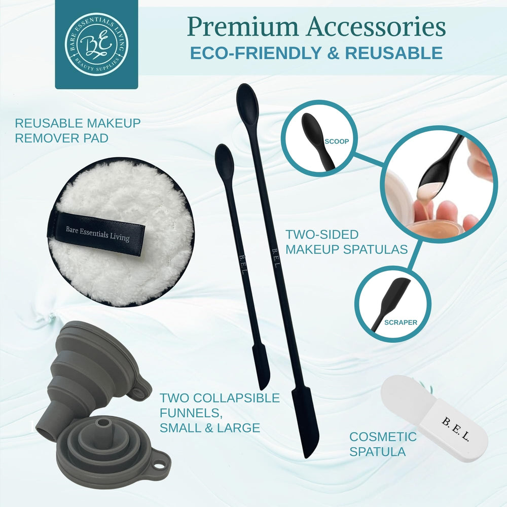 Bare Essentials Living mini spatulas enable clean, precise product scooping.