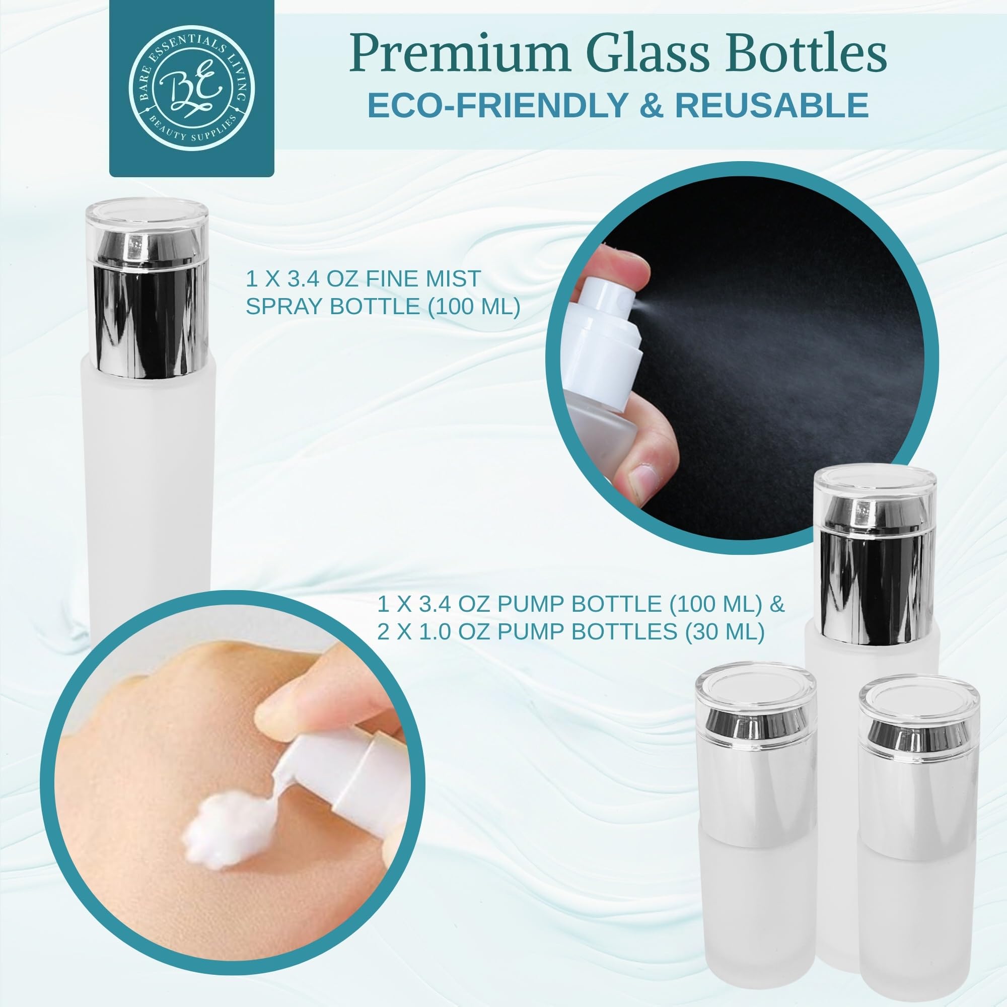 Bare Essentials Living 0.6-oz glass dropper bottle for travel serums and oils.
