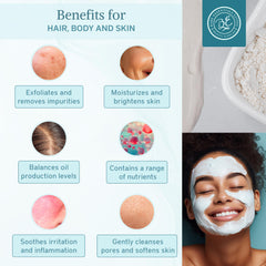 Bare Essentials Living white kaolin clay powder face mask application demonstrates gentle skincare use
