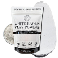 Bare Essentials Living white kaolin clay powder packaging showing a 2 lb bag for DIY projects