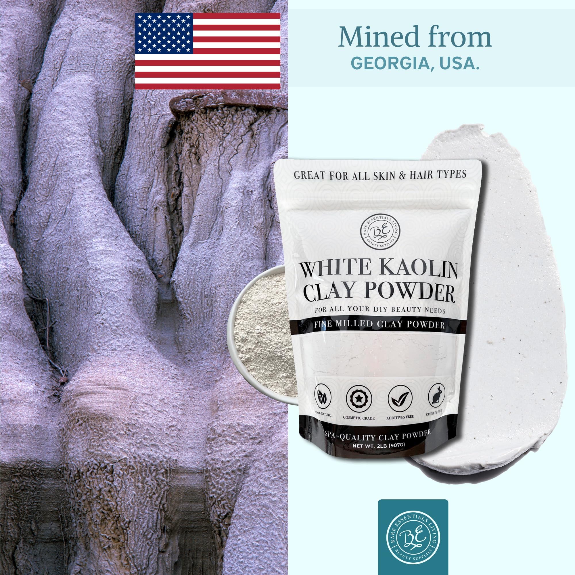 Bare Essentials Living white kaolin clay powder seed bombs gardening use described