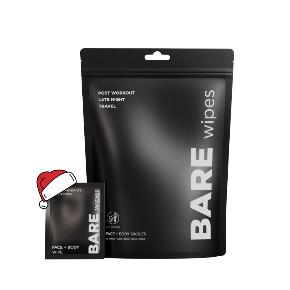 Bare Wipes 20-pack packaging for portable freshness on the go.