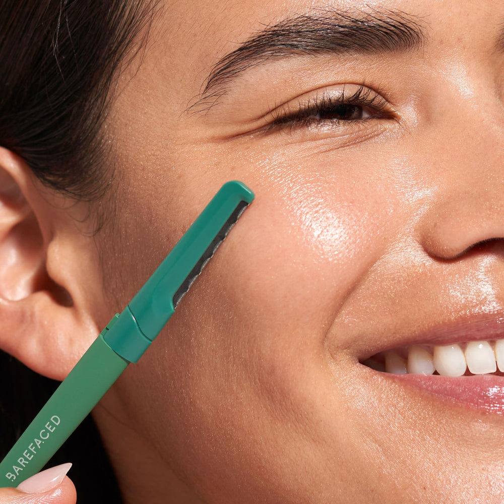 Barefaced makeup-ready skin preview implies smoother makeup application after dermaplaning