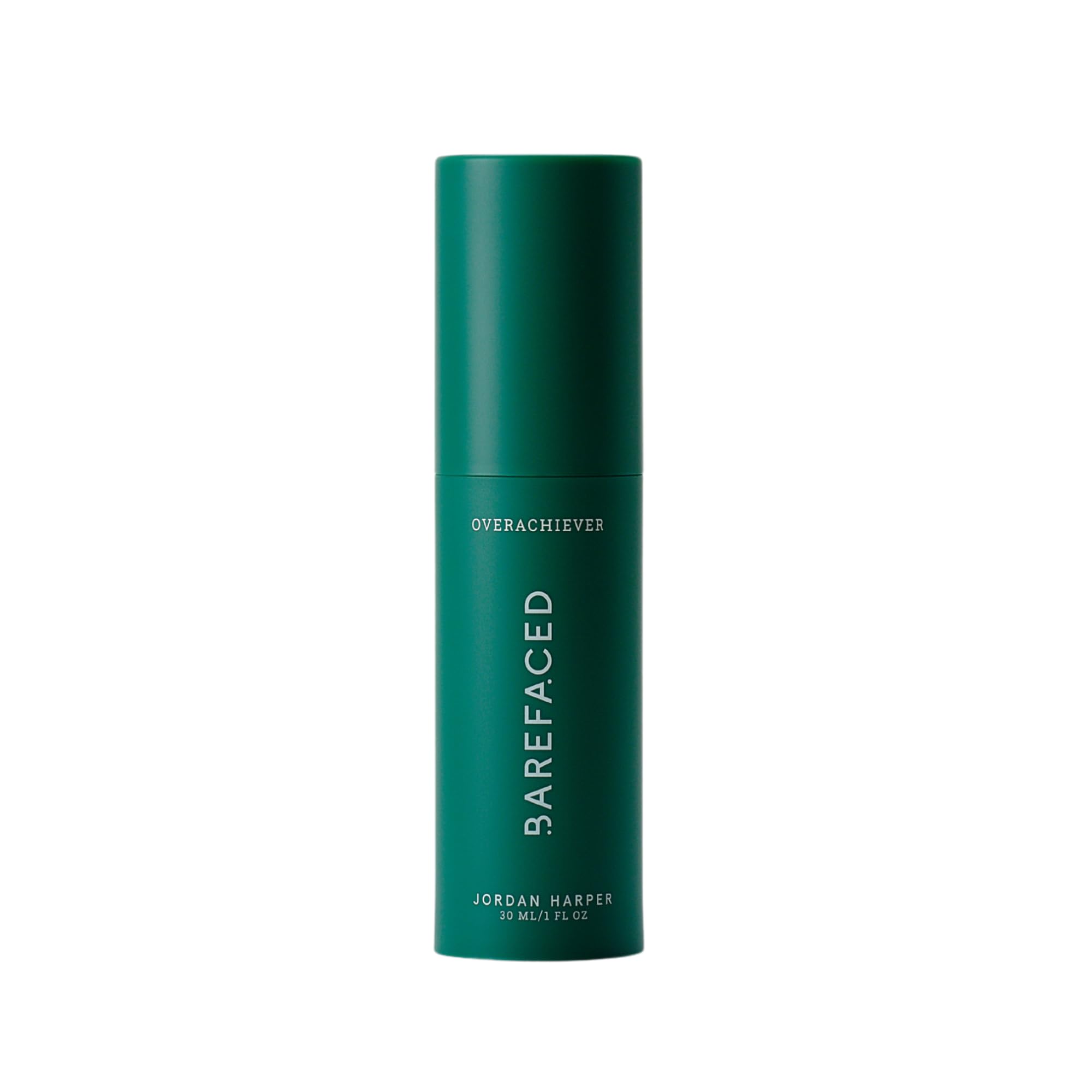 Barefaced Overachiever bottle closeup showing hydration-boosting, daily-use serum