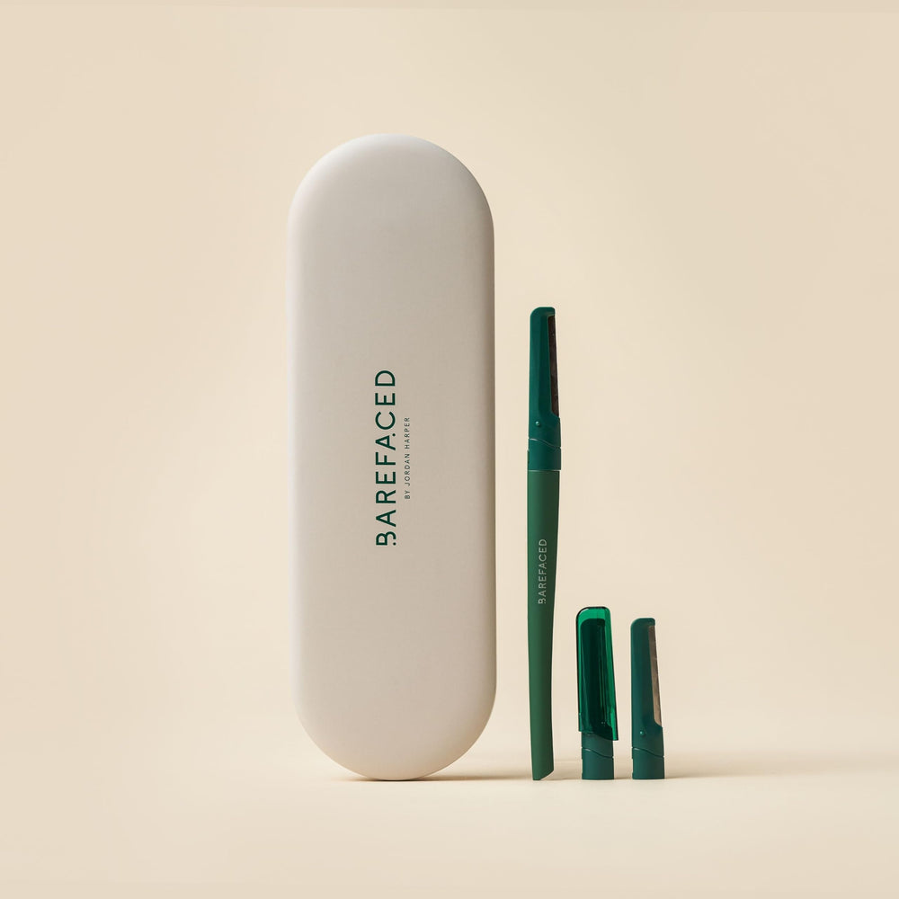 Barefaced stainless steel blade close-up highlights long-lasting sharpness for at-home sessions