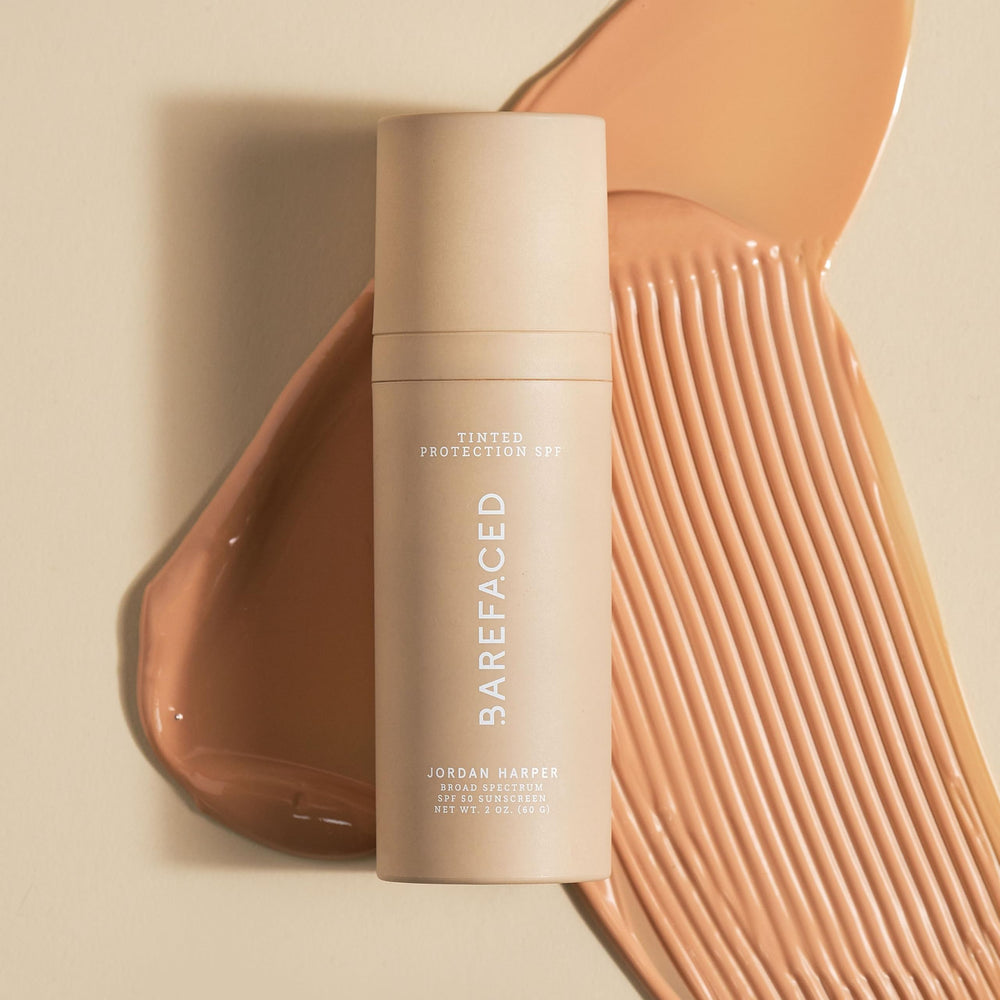 Barefaced Tinted Protection SPF 50+ packaging back label with key benefits