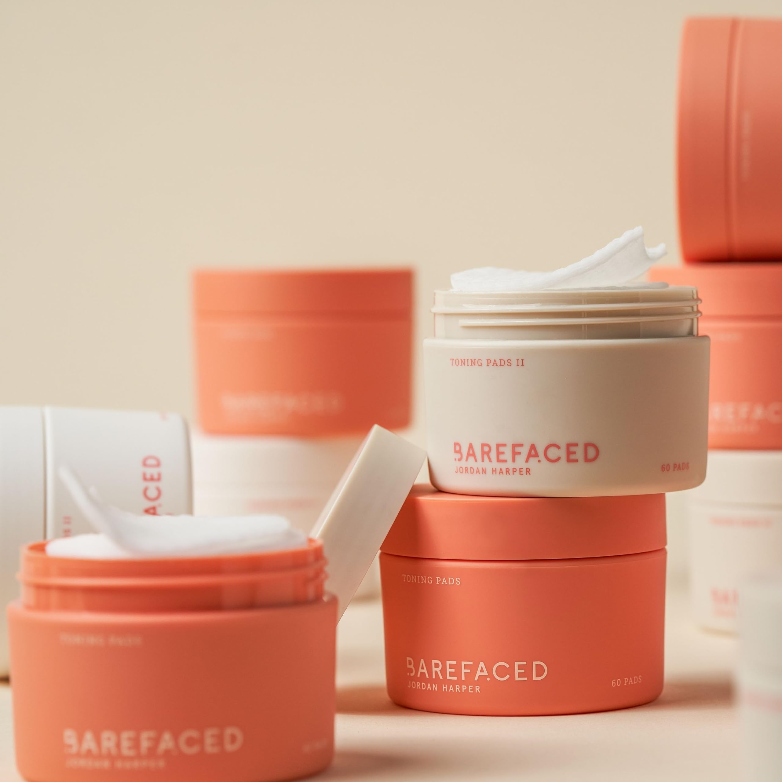 Barefaced Toning Pads pack-detail highlighting 60-count value for ongoing care