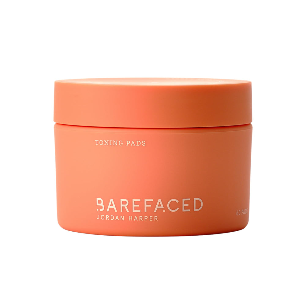 Barefaced Toning Pads pack shot showing 60-count bundle for quick, brightening exfoliation