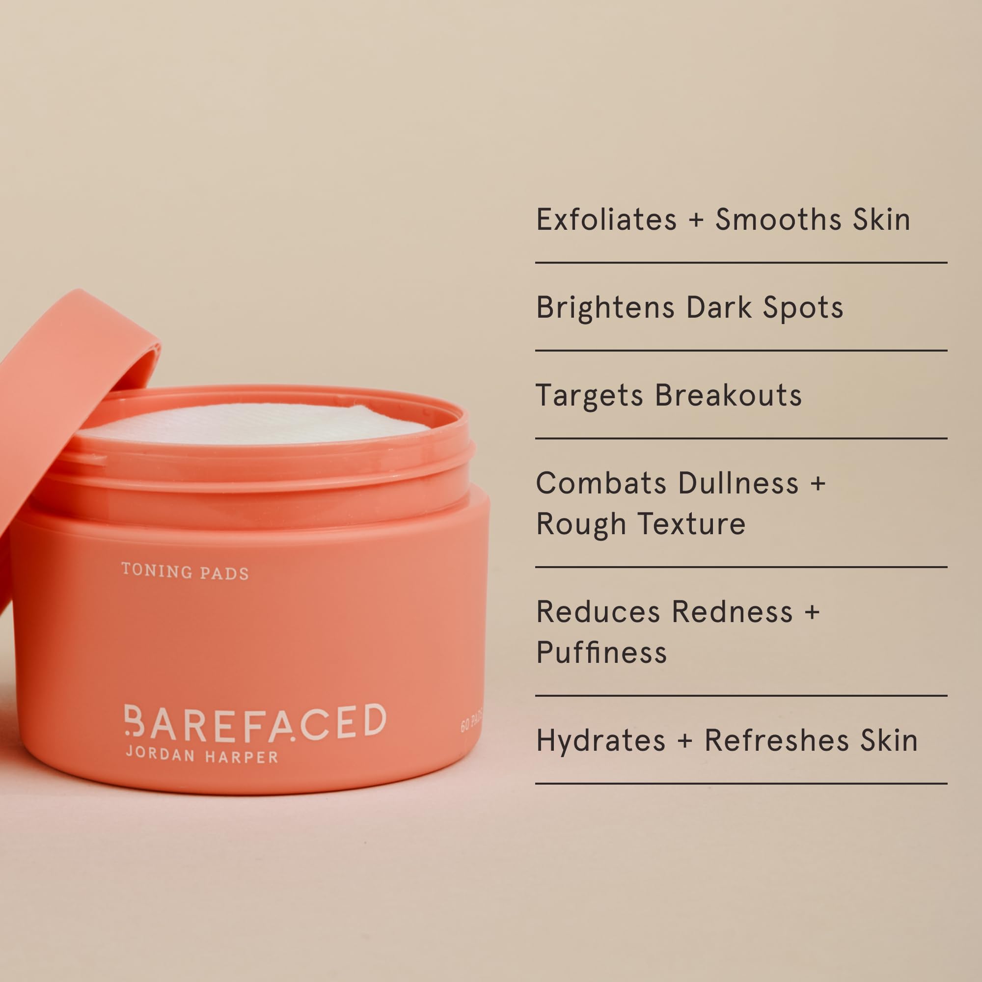 Barefaced Toning Pads textured pad close-up highlighting exfoliation for smoother skin