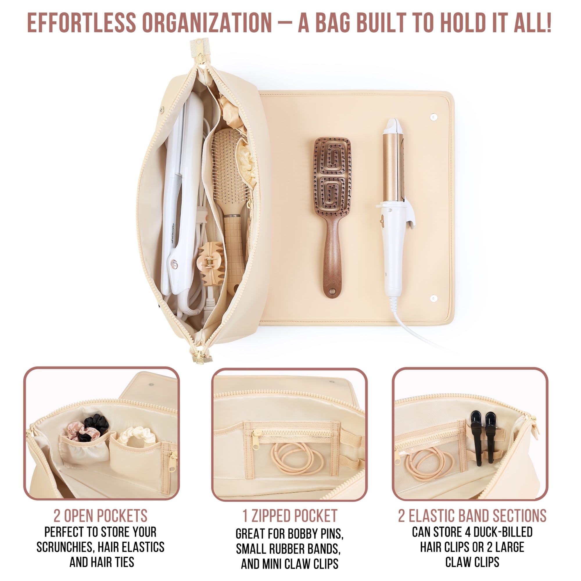 Barefoot Caribou interior layout shows two pockets and a zippered section.