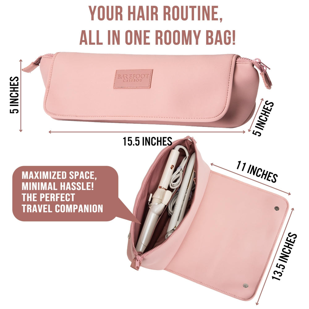 Barefoot Caribou interior pockets keep irons, wands, and clips neatly organized when traveling.