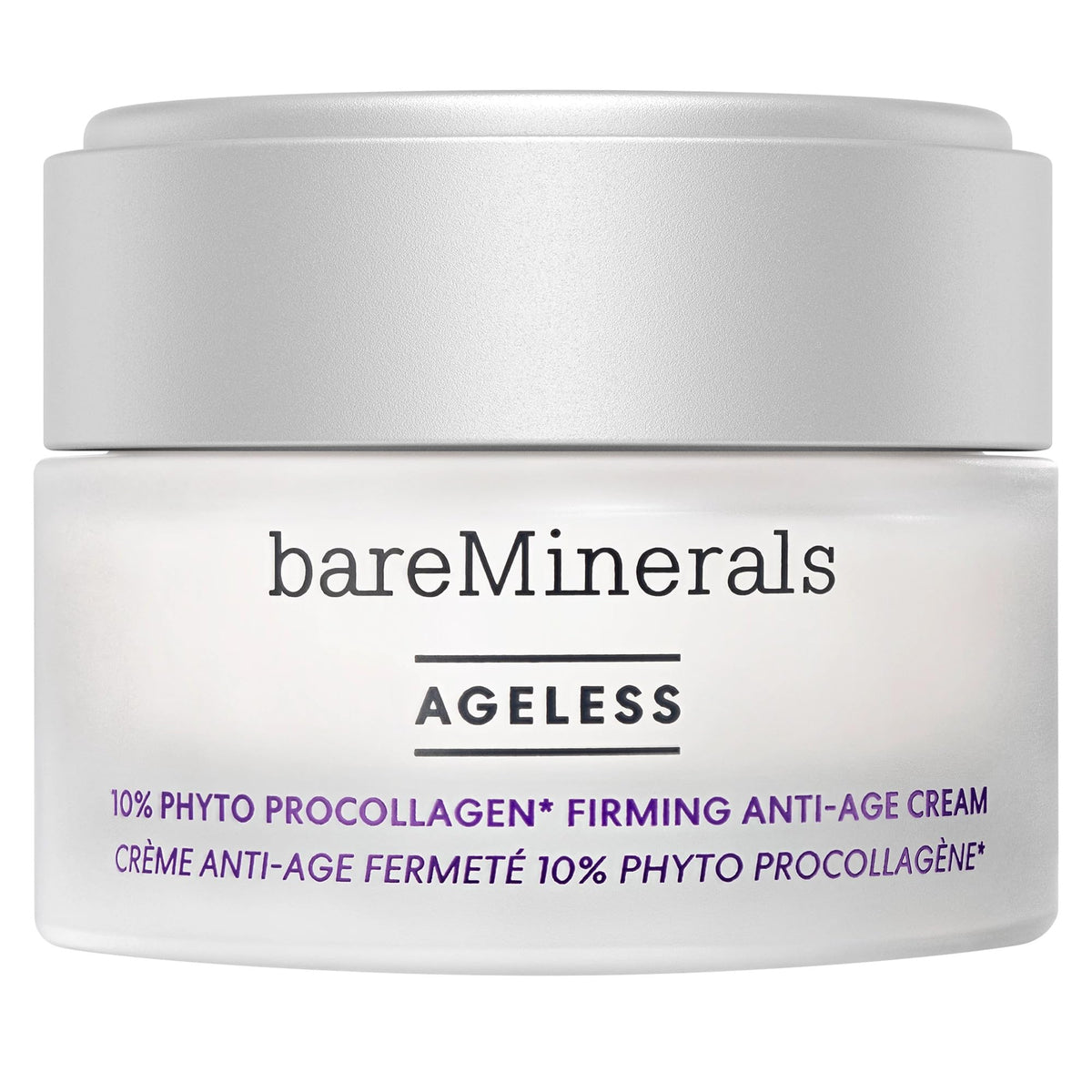 BareMinerals Ageless 10% Phyto ProCollagen Cream jar closeup for smooth, hydrated skin.