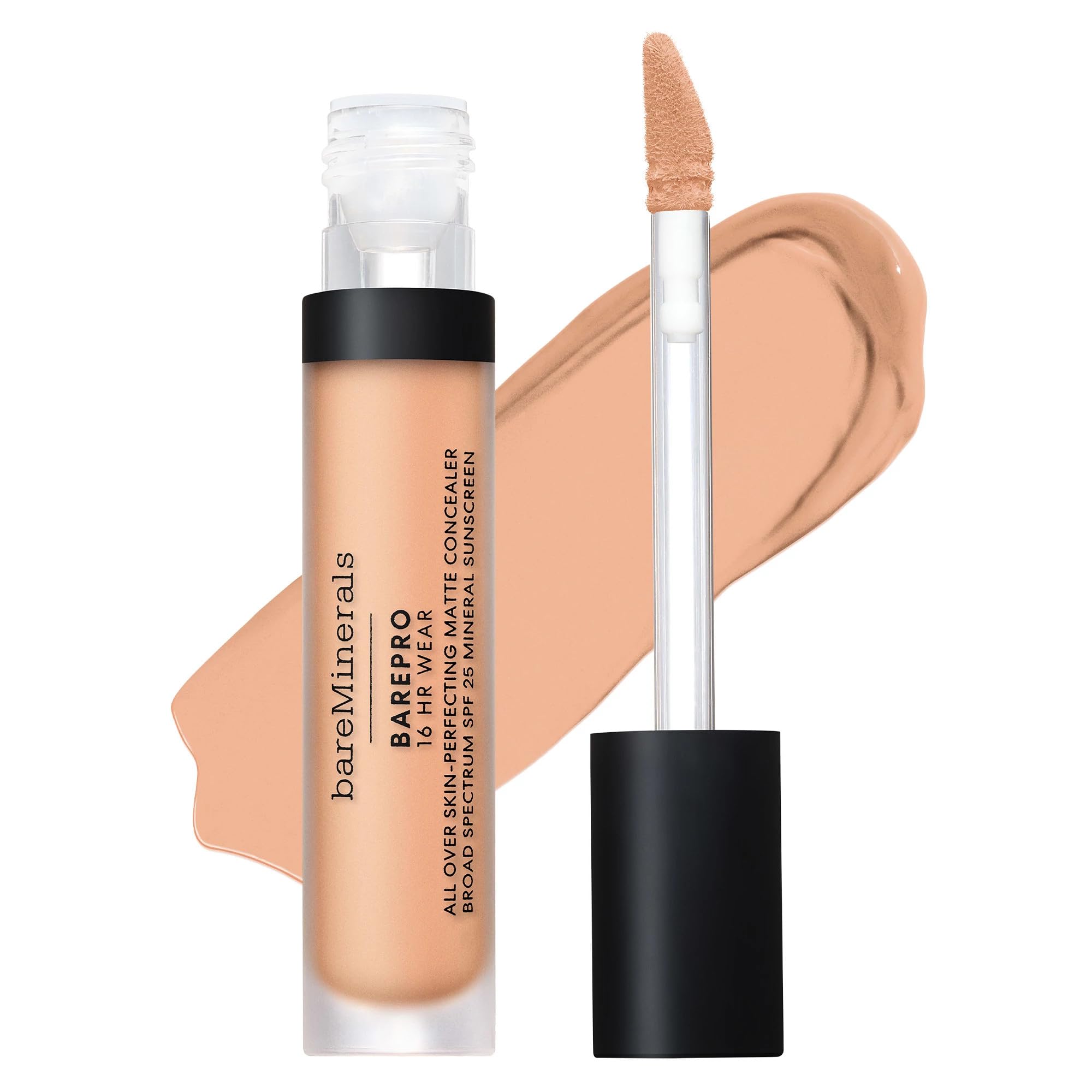 bareMinerals BAREPRO concealer tube close-up shows long-lasting, creamy mineral coverage.