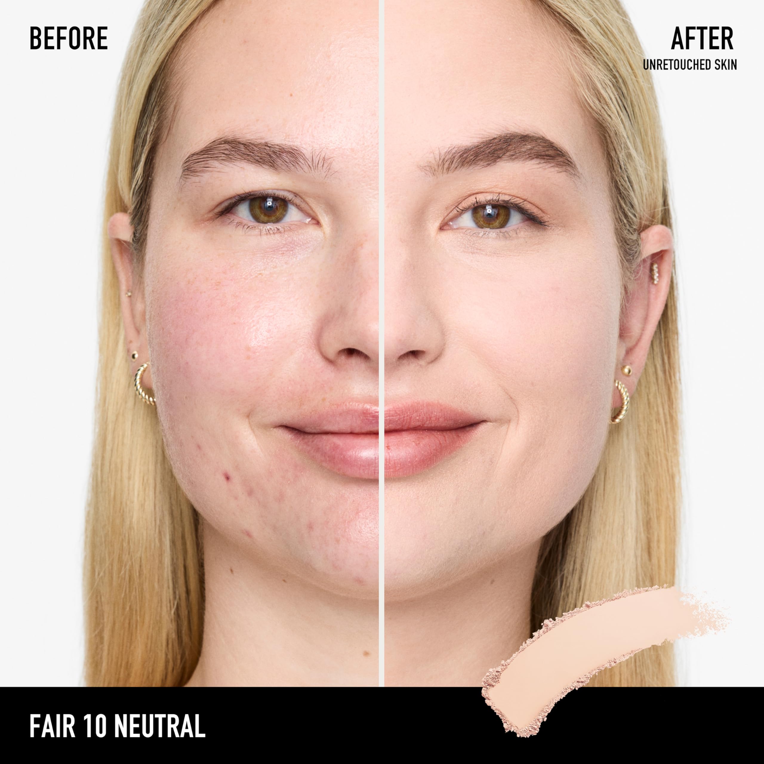 bareMinerals Barepro 24HR full-coverage powder on skin delivering a matte finish.