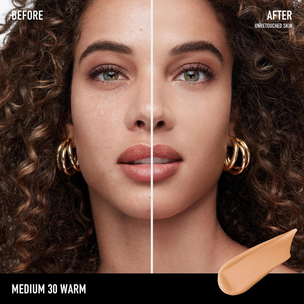 BareMinerals barepro 24HR wear matte finish pump demonstrates seamless, transfer-resistant makeup.