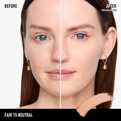 bareminerals barepro application sponge in-use for on-the-go powder application