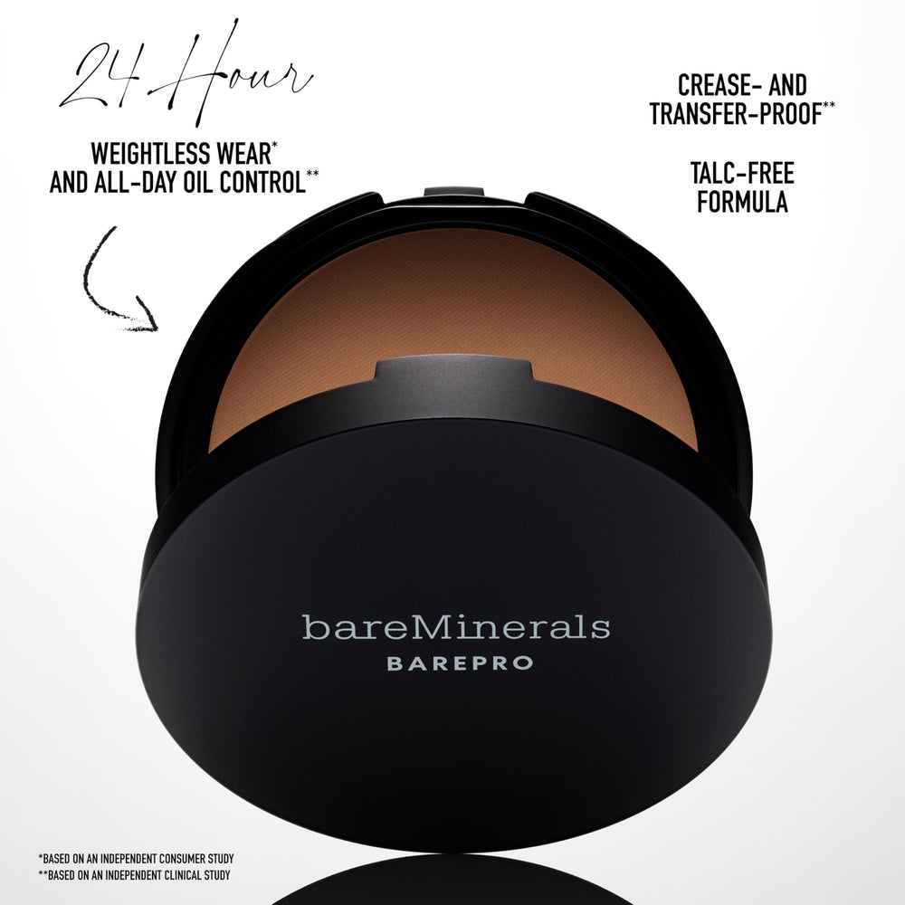 bareMinerals BarePro transfer-proof swatch demonstrates long-wear finish.